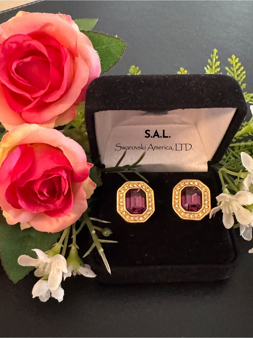 Vintage S.A.L. Swarovski Amethyst Crystal Earrings (pierced)